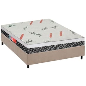 Cama Box Casal: Colchão Espuma Plumatex D28/EP Anatômico Falcon Ultra Firme + Base CRC Suede Clean(138x188)