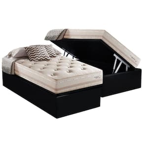 Cama Box Baú Solteiro: Colchão Molas Herval Maxspring Scotland + Base CRC Suede Black(88x188)