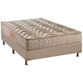 Cama Box Casal: Colchão Espuma D33 Paropas Pasquale + Base CRC Suede Clean(138x188)