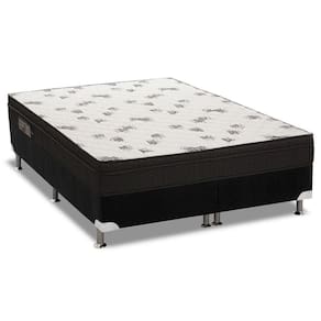 Cama Box Queen: Colchão Espuma D45 Ortobom Light Ortopilow + Base CRC Suede Black(158x198)