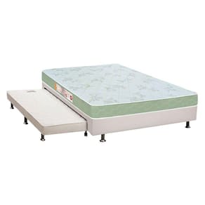 Cama Box c/Auxiliar Casal: Colchão Espuma Castor D33 Sleep Max + Base CRC Courano White(138x188)
