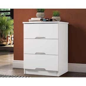 Mesa Cabeceira Londres c/ 3 Gavetas Branco - Europa