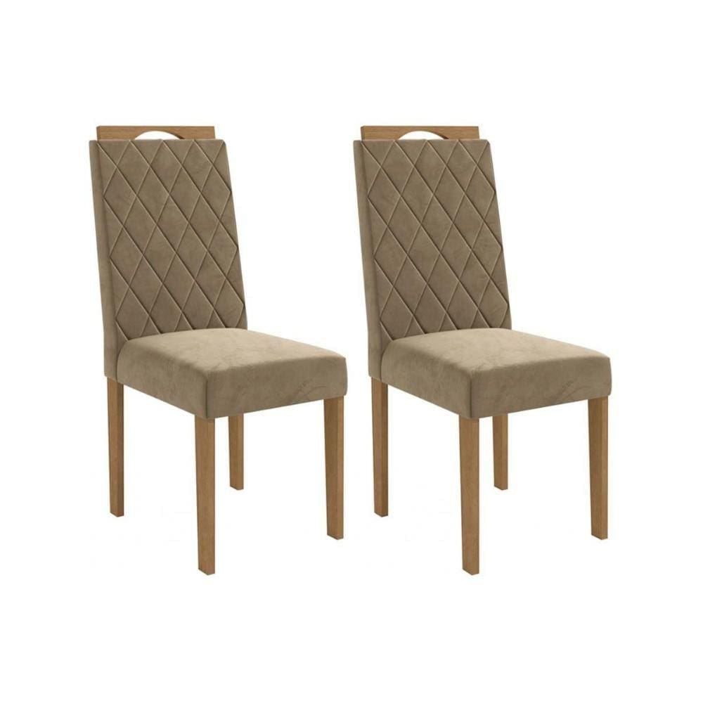Kit 2 Cadeiras Sala Jantar 2CAD152 2 Un Freijo/Veludo Bege A036 - Kappesberg