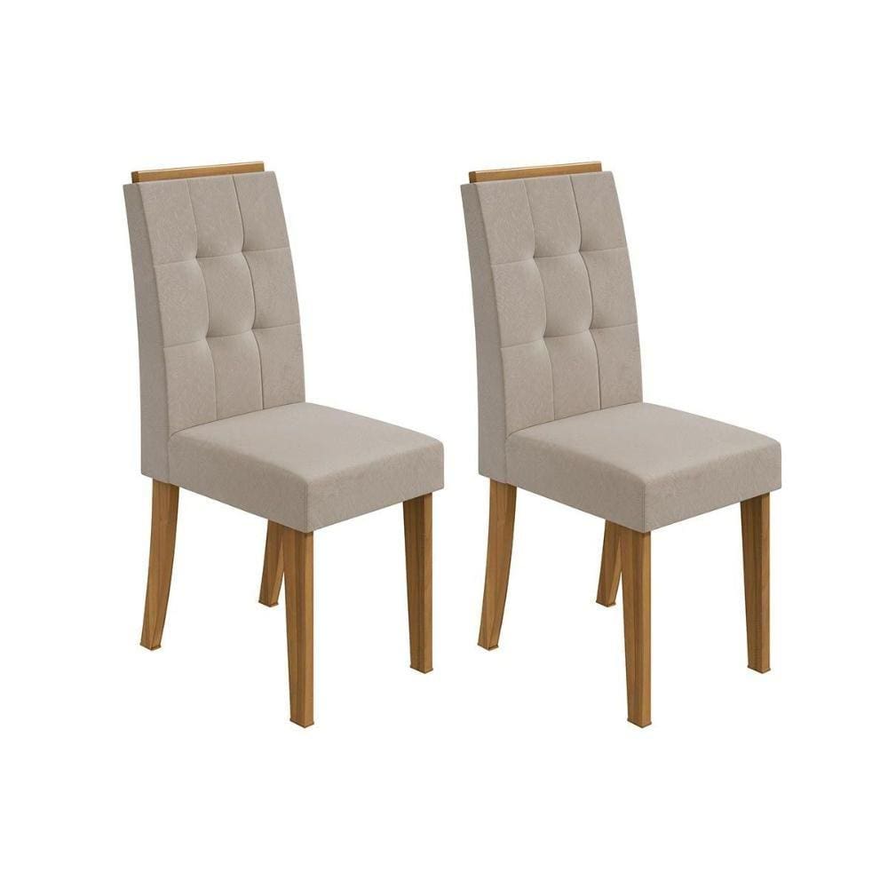 Cadeira Sala de Jantar Celebrare Kit 2 Un Rovere/Amêndoa/Veludo Naturale Creme - Lopas