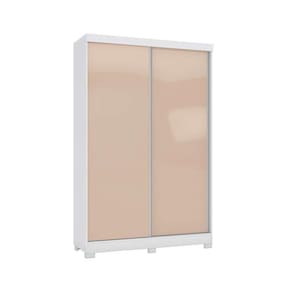 Guarda Roupa 2 Portas de Correr e 2 Gavetas c/Pés N571 Branco/Macadamia - Kappesberg
