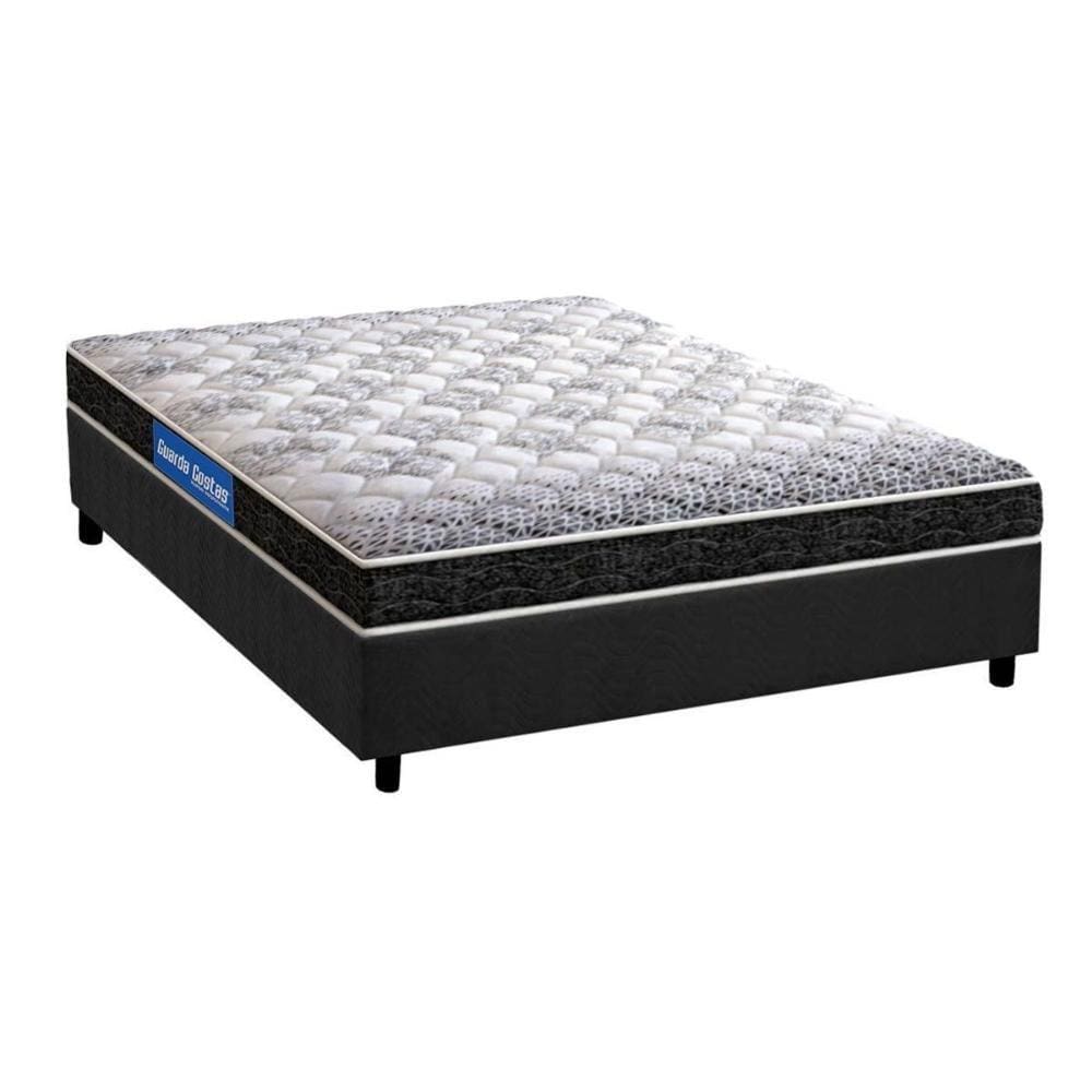 Cama Box Casal: Colchão Espuma Probel Guarda Costas Super Resistente + Base CRC Suede Gray(138x188)