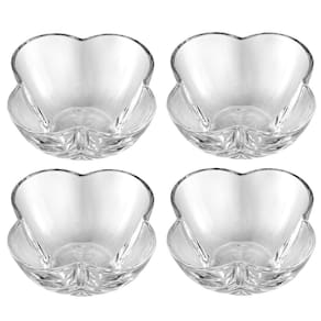 Kit 4 Bowls Tigelas De Cristal Clover Lyor Transparente 9x5cm