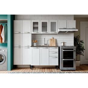 Cozinha Modulada Completa Múltipla 4 Peças (2 Armários + 1 Balcão + 1 Paneleiro) C4P78 Branco - Bertolini