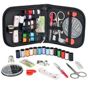 Kit Costura Básico Viagem Agulhas Linhas Tesoura
