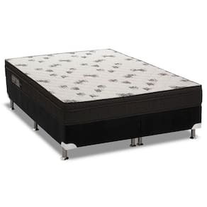 Cama Box King: Colchão Espuma Ortobom D45 Light Saúde Ortopilow + Base CRC Suede Black(186x198)