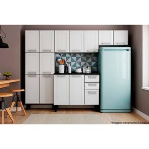Kit de Cozinha Modulada 4 Peças Múltipla  (2 Armários + 1 Balcão + 1 Paneleiro) C4P84 Branco - Bertolini