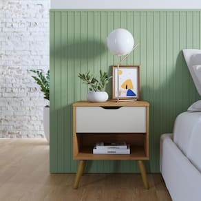 Mesa de Cabeceira 1 Nicho 1 Gaveta M-102 Colibri Home Freijo Off White