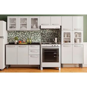 Cozinha Modulada Bertolini Evidence 4 Peças (2 Armários + 1 Balcão + 1 Paneleiro) C4P57 Branco