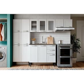 Kit de Cozinha Modulada 4 Peças Múltipla (2 Armários + 1 Balcão + 1 Paneleiro) C4P78 Branco - Bertolini