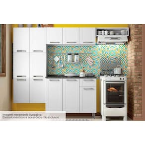 Cozinha Completa Múltipla 4 Peças (2 Armários + 1 Balcão + 1 Paneleiro) C4P79 Branco - Bertolini
