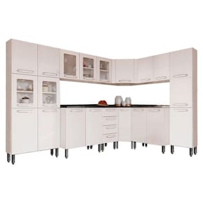 Cozinha Modulada Bertolini Evidence 8 Peças (3 Armários + 3 Balcões + 2 Paneleiros) C8P23 Branco