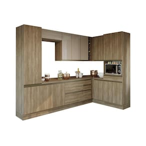 Cozinha Modulada Kappesberg Maxxi 11 Peças (3 Armários + 3 Balcões + 2 Paneleiros + 3 Complementos) C11P07 Nogal