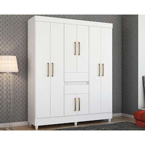Guarda Roupa Solteiro 8 Portas e 2 Gavetas Munique Branco - Demóbile