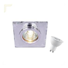 5 Spot Embutir Gesso Cristal Mr16 Quarto Zan02 + Led