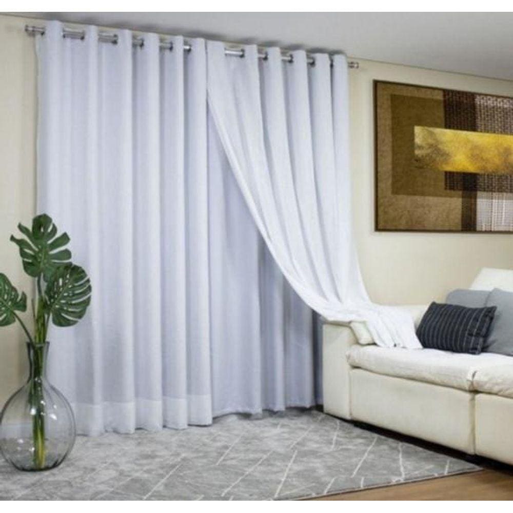 Cortina Branca Forro Com Linho 6.00 X 2.60