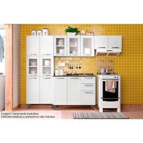 Cozinha Modulada Bertolini Múltipla 4 Peças (2 Armários + 1 Balcão + 1 Paneleiro) C4P75 Branco