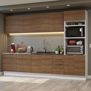 Armário de Cozinha Completa 310cm Branco/Rustic Stella Madesa 01