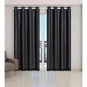 Cortina Quarto Voal Xadrez Preto Com Forro Preto 4,00X2,80M