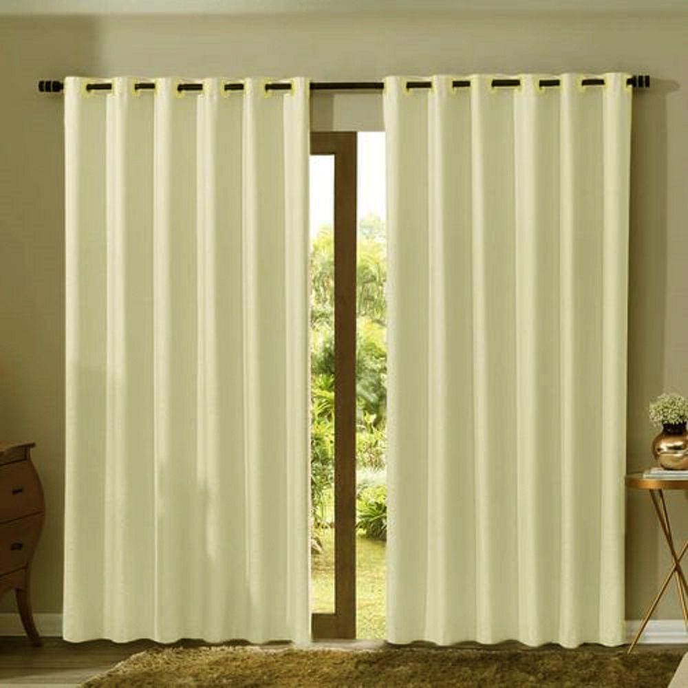 Cortina Para Sala Em Tecido Microfibra Palha 2,00X1,80