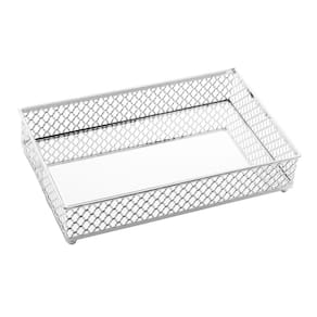 Bandeja Metal C/Espelho Barcelona Prateado 21x13x5cm - Lyor