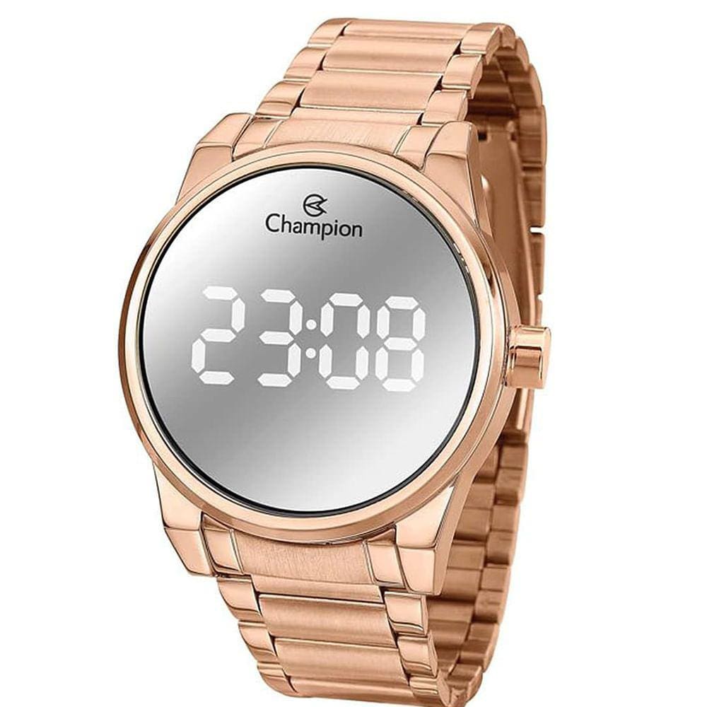 Relógio CHAMPION feminino digital rosê espelhado CH40124M