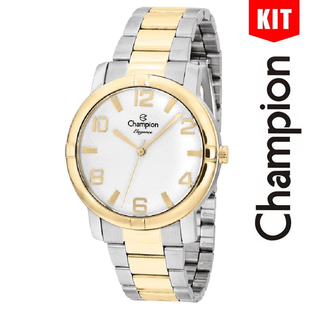 Relógio CHAMPION KIT feminino analógico bicolor branco CN25216S