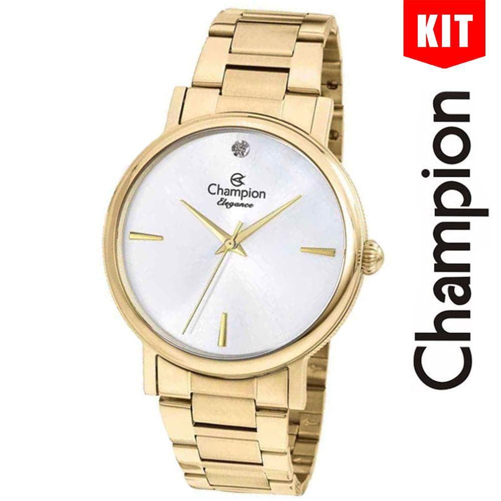 Relógio CHAMPION KIT feminino analógico elegance dourado CN25896G