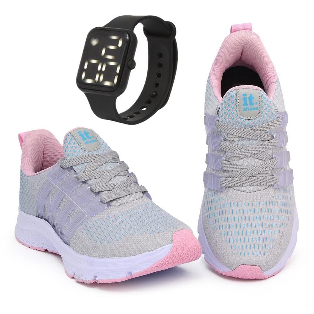 Tênis Feminino Esportivo Caminhada + Relógio Digital