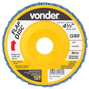 Flap Disc 4.1/2 G80 Costado Pvc Reto Para Aço Carbono E Inox