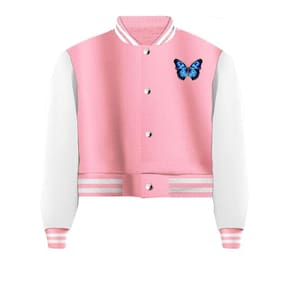 Jaqueta Cropped Moletom Borboleta Feminina Colegia