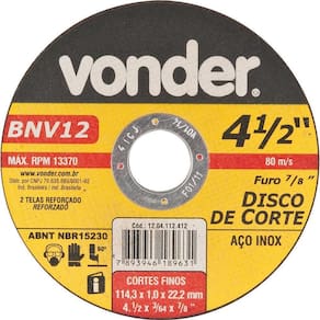 Disco De Corte 114,3X1,0X22,22 2 Telas Para Aço Carbono E In