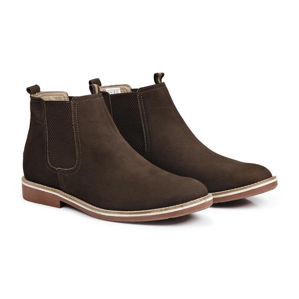 Bota Chelsea Calprado Couro Masculina Bico Redondo Conforto