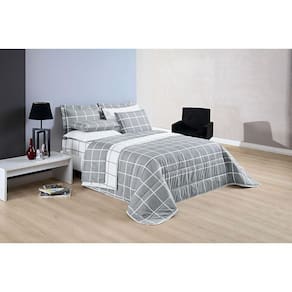 Conjunto Casal Queen Size Xadrez 03 Peças 200 Fios Super
