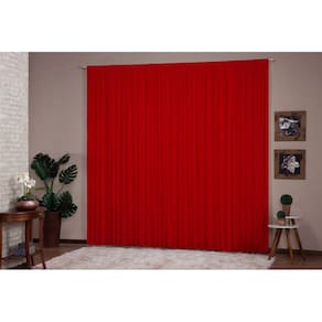 Cortina Para Decoração Sala Quarto 5,00X2,80 Vermelho