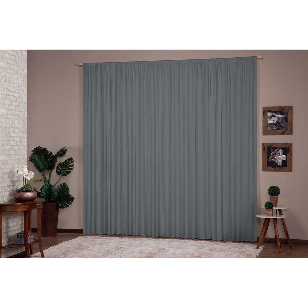 Cortina Para Sala Quarto 2,00X1,70M Cinza