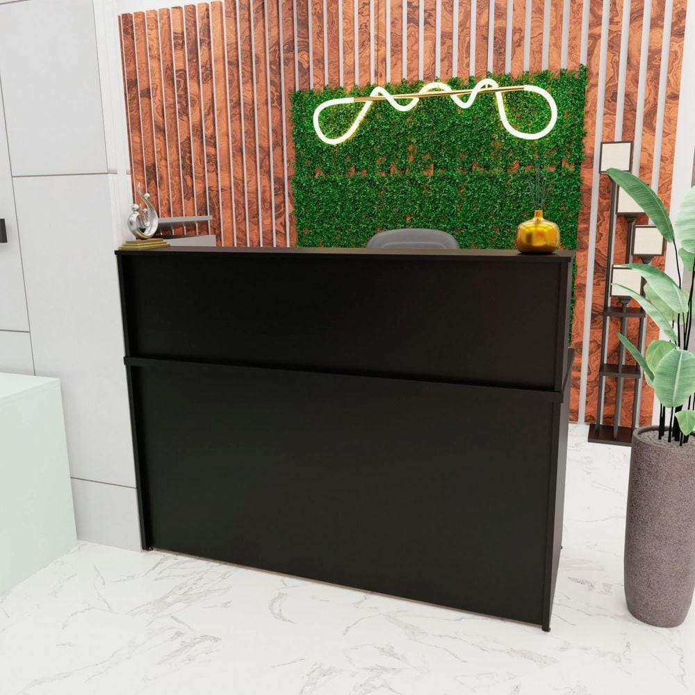 Balcão Atendimento Recepção Consultório 140x60cm Preto