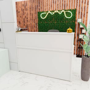 Balcão Atendimento Recepção Consultório 140x60cm Com Gaveta Branco