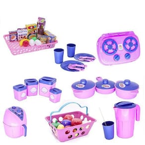 Kit Infantil Cozinha Panela Mercado Copo Prato 46 Peças
