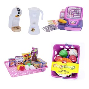 Kit Café Infantil Caixa Registradora Cafeteira 41 Peças