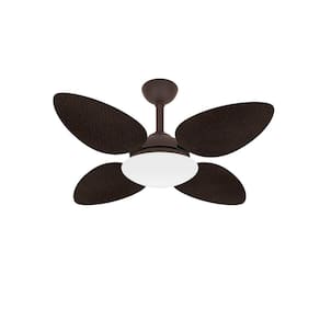 Ventilador Teto Pétalo Marrom 4 Pás Palha Turbo Ventax 220V