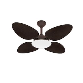 Ventilador Teto Trevo Potente 4 Pás Palha Sala Ventax 110V