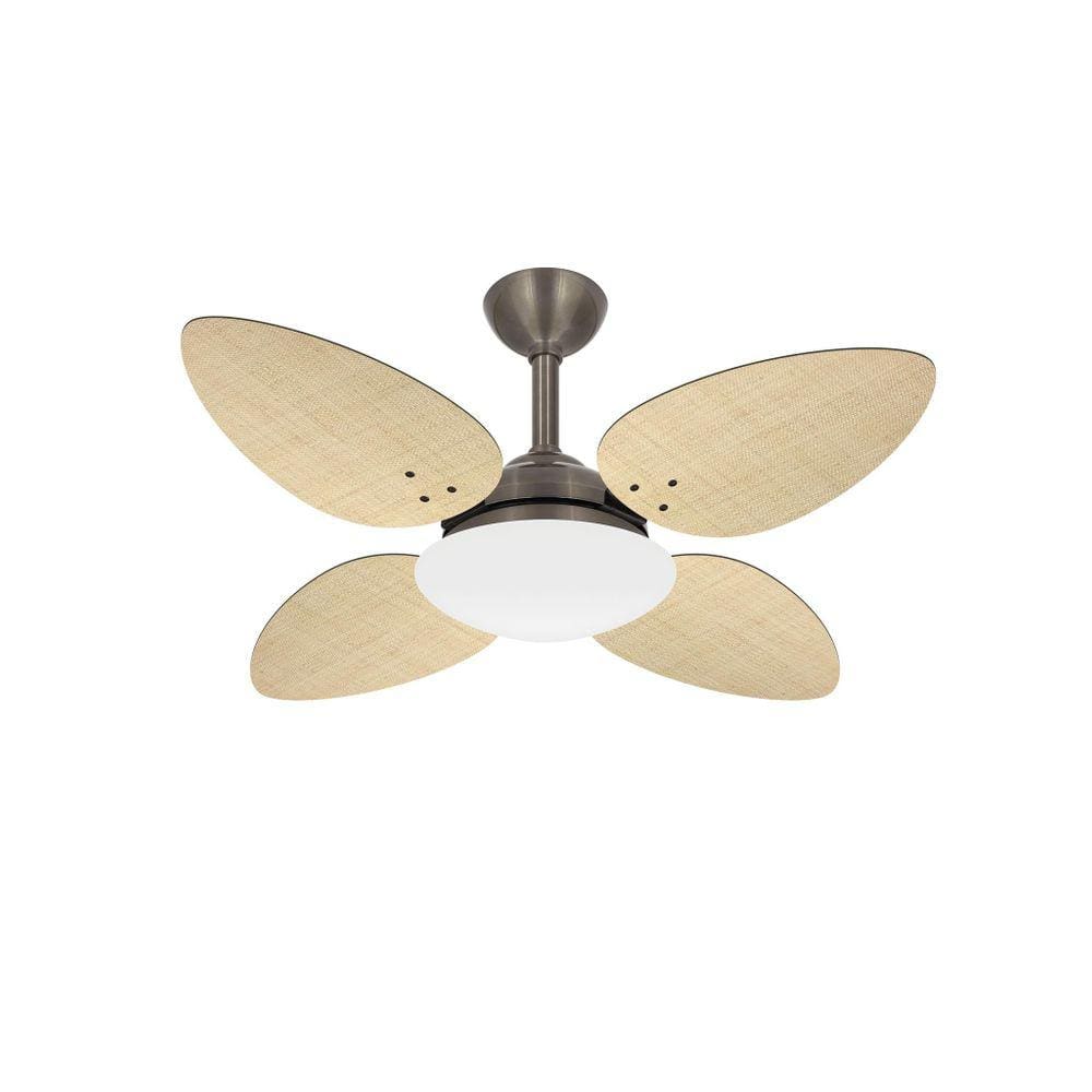 Ventilador Teto Bronze Sala 4 Pás Palha Pétalo Ventax 110V