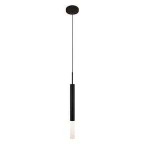 Luminária Teto Pendente Tubo Difusor Balcão Cozinha Preto