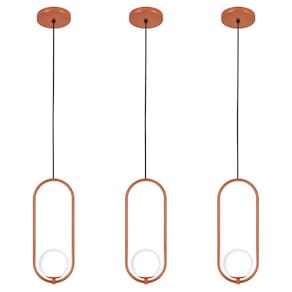 Kit 3 Luminária Lustre Pendente Teto Arco Globo Lavabo Cobre