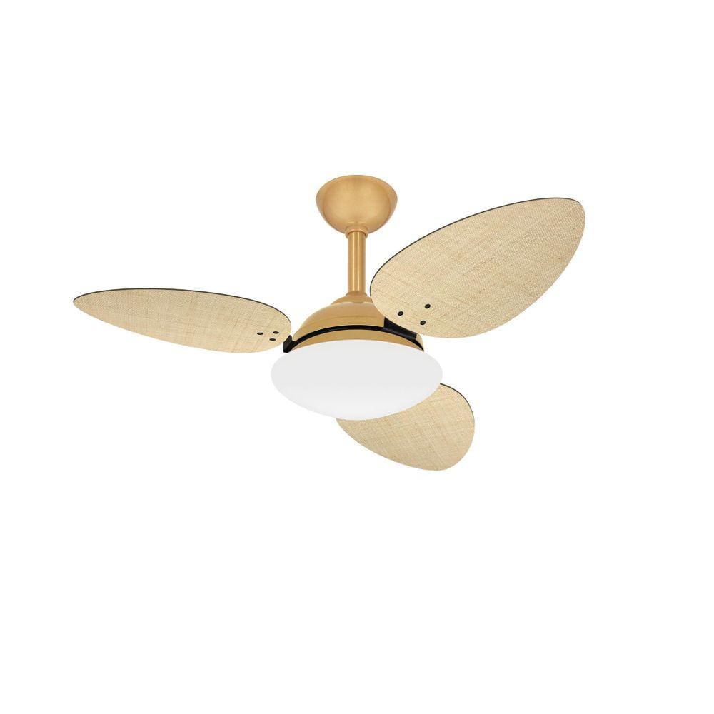 Ventilador Teto Dourado Silencioso 3 Pás Palha Ventax 110V